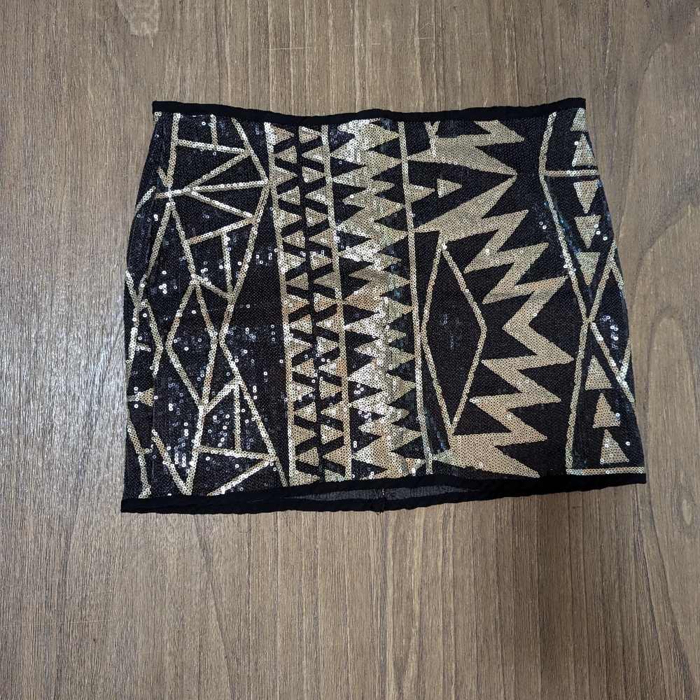 TYCHE Gold and Black Sequins Skirt